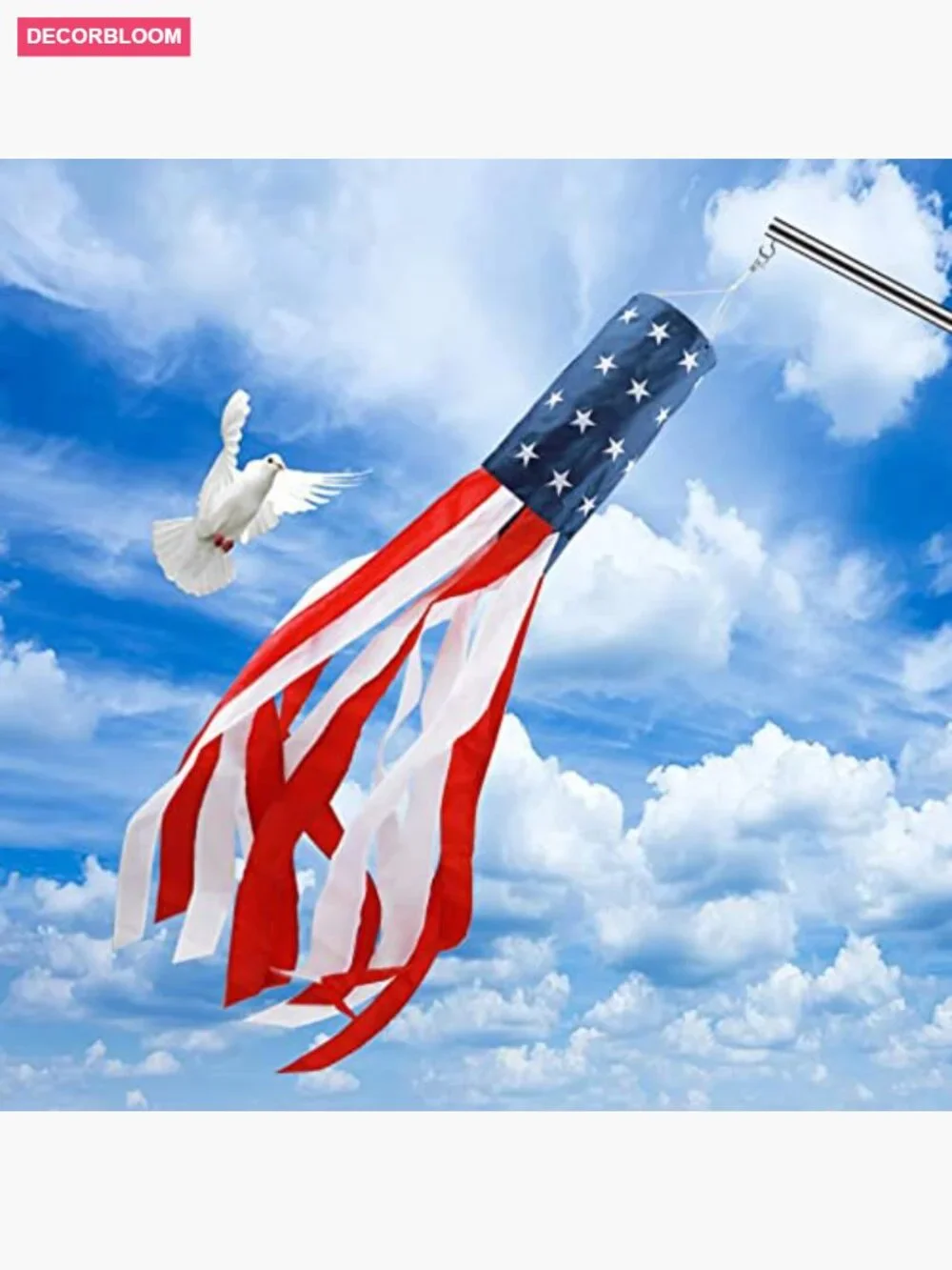 60 Inch Heavy Duty Patriotic Windsock Outdoor Decor USA Flag Nylon - Picture 2 of 7
